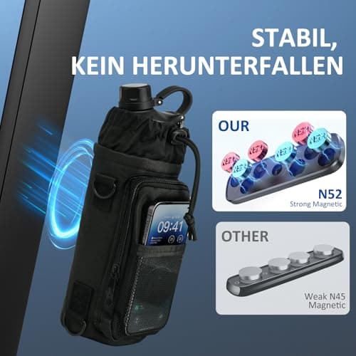 Magnetic Gym Bag Water Bottle Holder Strong Magnetic Gym Bag with Multi-Pocket Storage, Waterproof Water Bottle Bag with Strap for Gym & Outdoor, Gym Accessories for Men Women — view 6