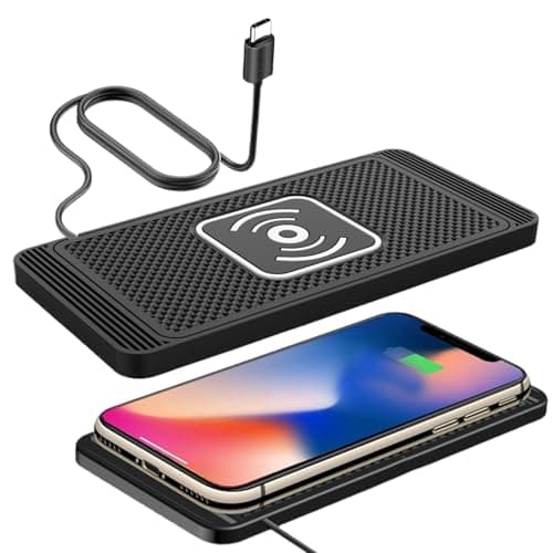Wireless Charger for Car - Silicone 15.7x78.5x0.7cm Quick Charge | Auto Phone Charging Pad with Travel Non-Slip Design, Center Console, Docking Station for