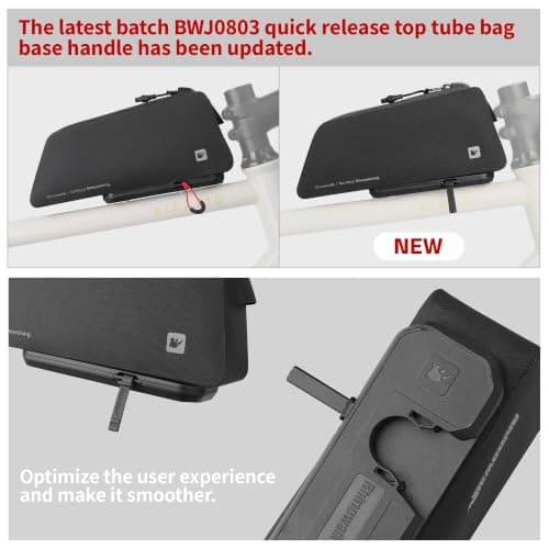 Rhinowalk Bike Top Tube Bag, Quick-Release System, Waterproof 600D TPU Cycling Frame Bag with Bolt-On Mount, Slim Aerodynamic Hard Shell Storage — view 3
