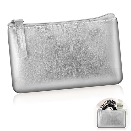 Small Coin Purses for Women, Pu Leather Women Wallet, Pu Leather Wallet with Zipper, Simple, Stylish, Waterproof and Portable, for Womon Girl (Silver)