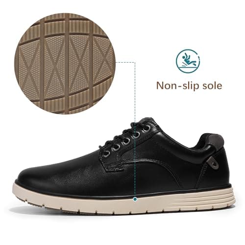 festooning Men's Casual Dress Shoes Loafers for Men Casual Sneakers Shoes Lace Up Comfortable Oxfords Slip-on Black Size 9.5 — view 5
