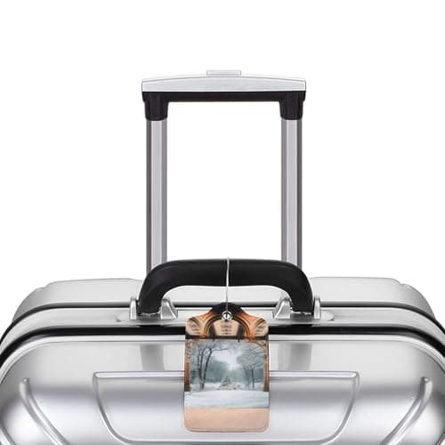 Winter Backdrop Leather Luggage Tag, Stainless Steel Luggage Tag - Waterproof, Scratch Resistant, Travel Tags with Privacy Protection (1/2/4 Piece Set) — view 5