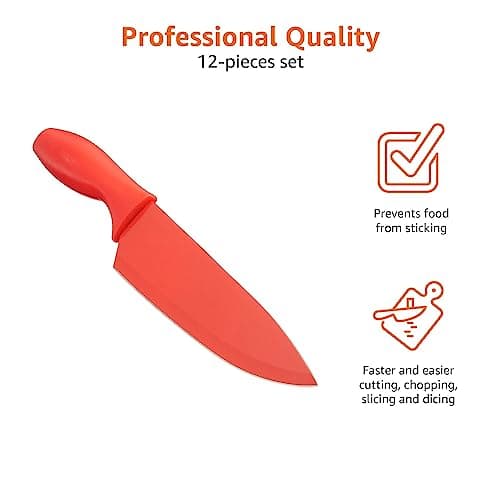 Amazon Basics 12-Piece Knife Set, Multicolor — view 5