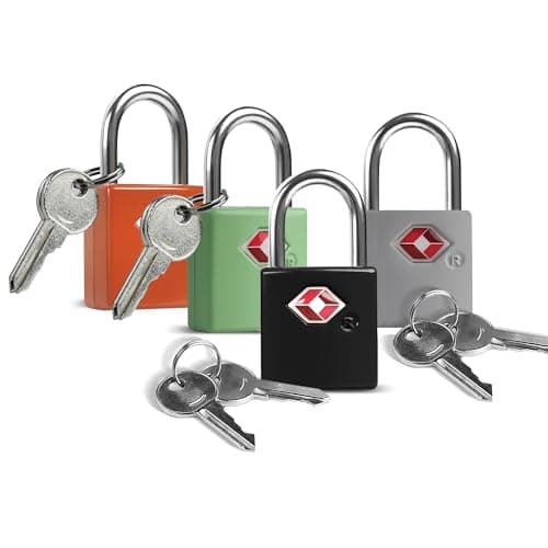 UP Security TSA Locks for Luggage with Keys, Luggage Locks TSA Approved 4 Pack, International Travel Essentials, Small Padlock with Key, Mini Padlock for Suitcase, Backpack