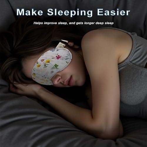 Pure Linen Eye Mask, 100% Linen Eye Mask for Girls,Travel Breathable Sleep Mask,Adjustable Strap, Hypoallergenic, Cooling with Travel Bag Gift Package(Oat) — view 3