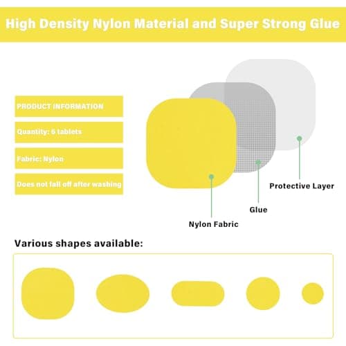 TAIANJI 48 Pcs Down Jacket Repair Patch Nylon, 2 Styles, Yellow — view 4