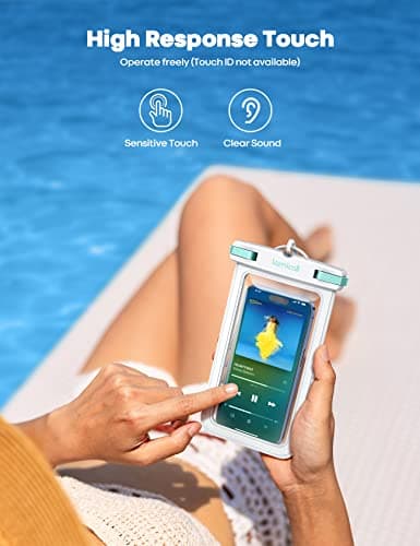 Lamicall Waterproof Phone Pouch Case - [2 Pack] IPX8 Waterproof Phone Case for Swimming Dry Bag with Clip Strap for iPhone 17 16 15 14 13 12 11 Pro Max Plus Air Mini, Xs, Samsung S23, Up to 7” - White — view 3