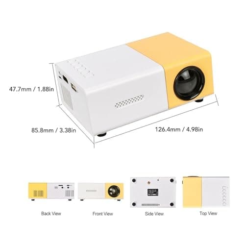 Generic Mini 1080P Full HD LED Projector, Portable Yellow White Home Theater Projector Eye Caring Soft Light HIFI Speaker Multi Port 100-240V for Kids Indoor Outdoor Camping Use (GB Plug) — view 6