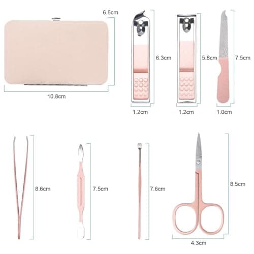 DOETYD 7 in 1 Manicure Set Professional Nail Clipper Nail Scissors Stainless Steel Nail Care Tool Eyebrow Grooming Kit Portable Travel Pedicure Kit with Luxurious Leather Case for Men & Women — view 2