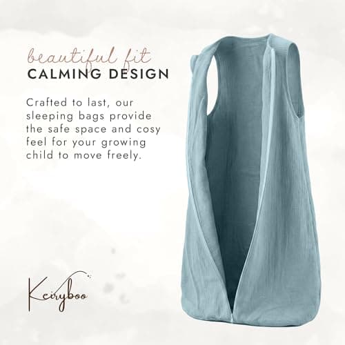 KEIRYBOO - Organic Cotton Muslin Toddler Sleeping Bag, 1.0 TOG Rating, Zipper Closure, Breathable Muslin, Year-Round Comfort (18-24 Months) (Teal) — view 3