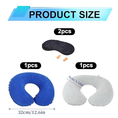 2 Pack Inflatable Neck Pillow for Travel - Portable and Comfortable Travel Pillow for Airplane, Neck Support Pillow for Adults and Kids, Easy to Inflate Travel Pillow for Sleeping on Long Journeys — view 2