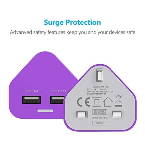 USB Plug Charger, Multi Port USB Charger Plug Adapter 2.1A Compatible with Nokia/Fire Tablet/Huaweii/iOSiPad/Kindle/Smart Watches/Motorola/Airpods/Samsung/iOSiPhone/HTC — view 3