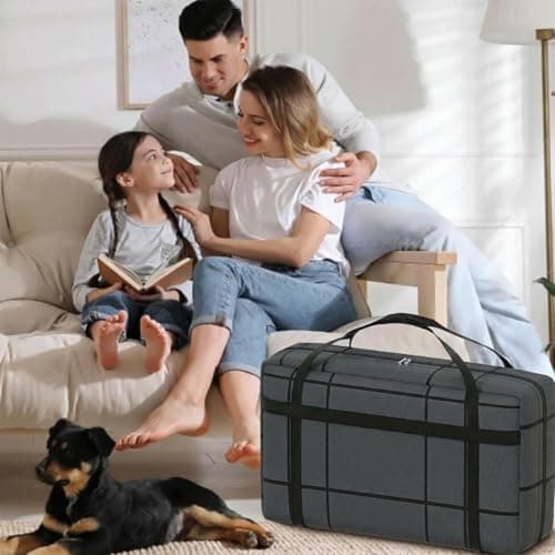 2 Pack Extra Large Moving Bags 180L Heavy Duty Clothes Storage Bags Thickened Sturdy Home Storage Bags with Zips & Handle, Thickened Moving Boxes for Clothes Duvet Traveling Underbed - 100 x 36 x 50cm — view 6