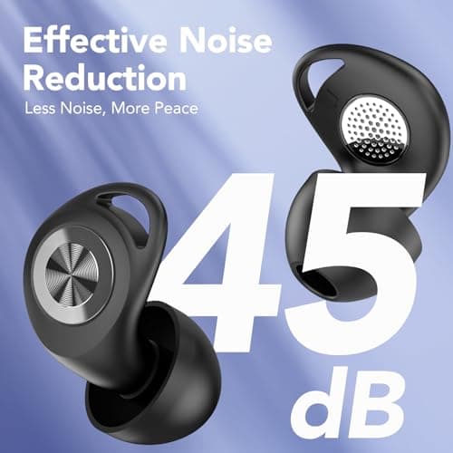 Ear Plugs for Sleep Black, 45dB Noise Cancelling Earplugs Hearing Protection for Sleep, Concentration, Travel, Work, Concerts, Ultra Comfortable Soft Reusable Silicone Ear Plugs, with 8 Tips & Case — view 2