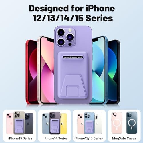 YAGOPAL Power Bank 10000mAh Magnetic Wireless Power Bank with Foldable Stand and LED Display Portable Charger 22.5W PD Fast Charging Battery Pack For iPhone 16/15/14/13/12 Mini Pro/Pro Max — view 6