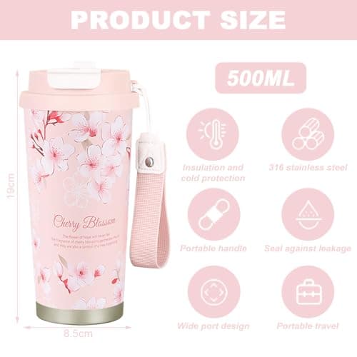 EACHPT Travel Mug,500ML Insulated Coffee Mug - Double-Wall Stainless Steel, Leak-Proof &BPA Free,Portable Coffee Cup Travel Mug with Hidden Straw - Perfect for Hot and Cold Drinks — view 2