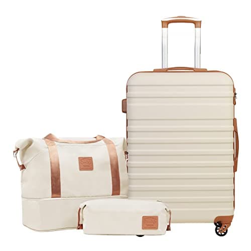 COOLIFE 3-Piece Luggage Set, 24 inch Medium Suitcase Set with TSA Lock, ABS