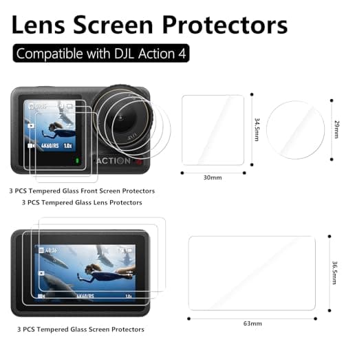 Bigqin [3+3+3 Pack Lens Screen Protector Compatible with DJI Osmo Action 4, HD Clear Tempered Glass Film 9H Hardness Full Coverage Bubble-Free Scratch-Resistant Protective Film — view 3