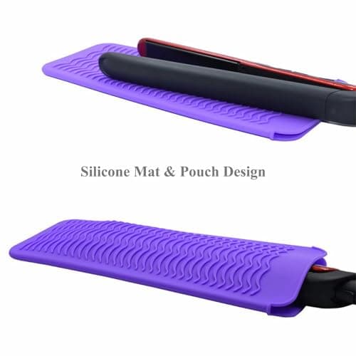 Heat Resistant Silicone Mat Pouch for Hair Straightener, Flat Iron & Hot Hair Tools, Home & Travel, Purple — view 2