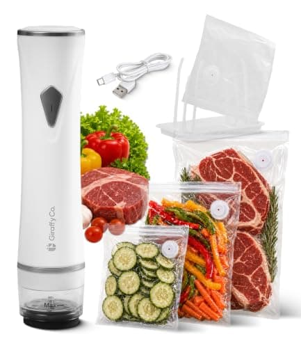 GIRAFFYCO Compact Handheld Vacuum Sealer Set with 30 Reusable Bags