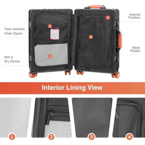 AIWEINY All Aluminium Suitcase Carry On Luggage Hard Shell Cabin — view 6