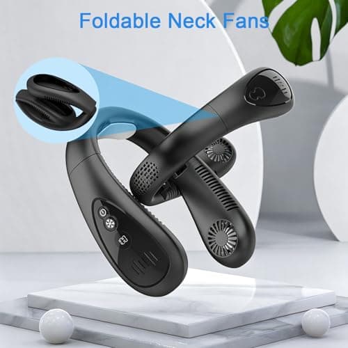 Neck Air Conditioner, Neck Fans Rechargeable with Semiconductor Cooling Airflow, Portable Neck Fan with 5000mAh Battery, 3 Speeds, LED Display, Foldable Neck Fan for Outdoor Travel & Indoor Use — view 4