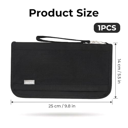 wellrun RFID Blocking Passport Holder,Travel Wallet for Family Trips,Waterproof Document Organizer for Passports,Cards,Cash,Tickets Pen,ID Holder,Compact Essentials Case,Black — view 2