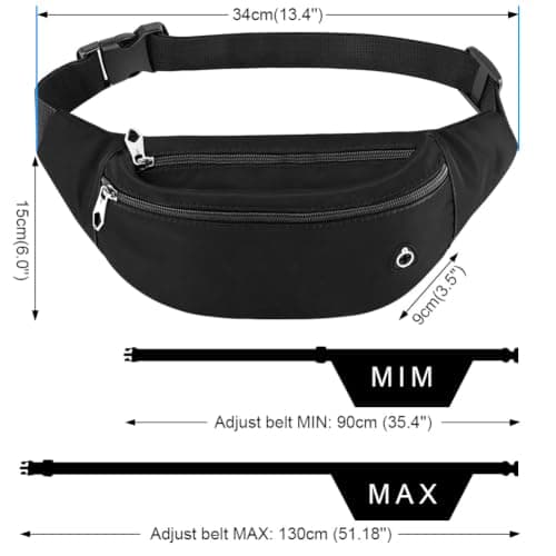 HOTUT Bum Bag for Ladies Women Men, with Headphone Jack & 3 Zipper Pockets — view 2