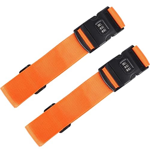 2 Pack Luggage Straps With Combination Lock, Orange Packing Belt, 2"x78.7"