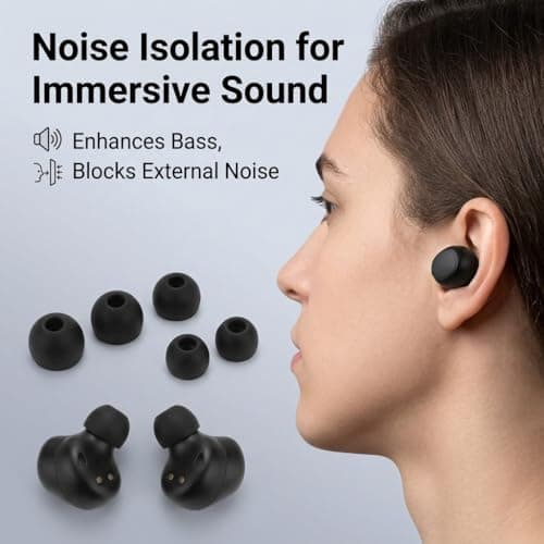 9 Pairs Replacement Earbud Tips, Silicone Ear Tips for In-Ear Headphones, Ear Bud Replacement Tips S/M/L, Noise Isolating Earphone Buds, Black — view 5