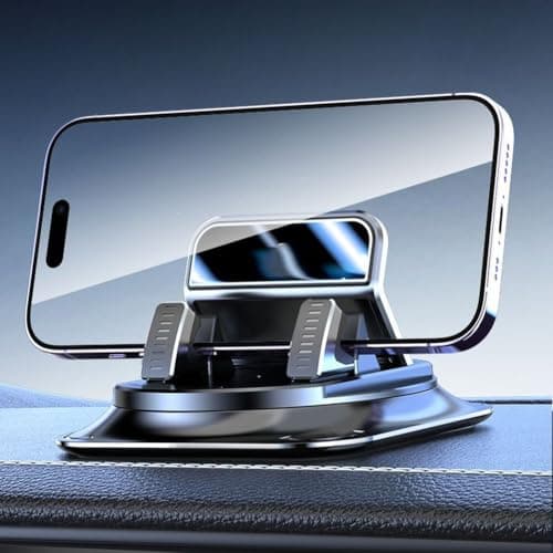 Getdoublerich 360° Rotating Car Phone Mount with Auto-Lock, Anti-Slip Dashboard Holder for Single-Hand Use, Fit for Smartphones, Black
