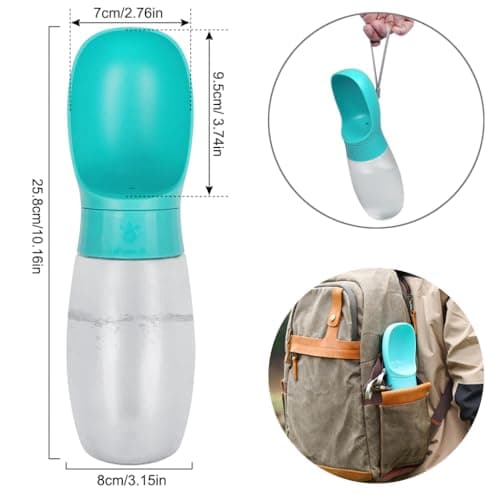 500ml Dog Water Bottle - Leak Proof Portable Pet Water Dispenser with Drinking Bowl Food Grade Dog Drinking Bottle for Outdoor Walking Hiking Travel - Blue — view 2