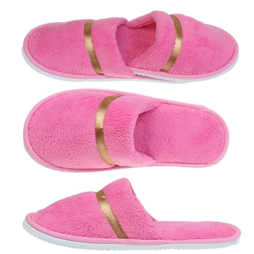JK Home 4 Pairs Coral Fleece Closed Toe Disposable Non-Slip Washable — view 4