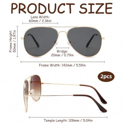 GYTFOG 2PCS Sunglasses Women for Classic Metal Frame Sun Glasses, Stylish Sunglasses Men's, UV Protection Sunglasses for Driving, Outdoor Activities Daily Wear and Travel — view 2