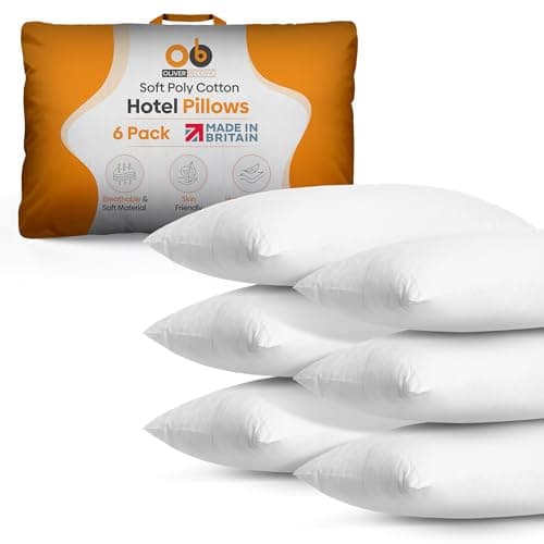 Oliver Bedding Pillows 6 Pack, Breathable Soft Poly Cotton Hotel Pillows