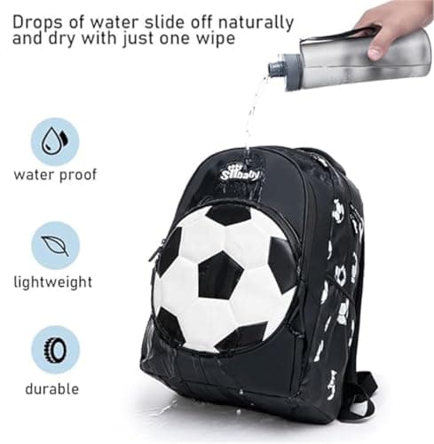 Morbuy Kids School Backpack Boys Girls, Football Print Black Travel School Bags, Laptop Backpack for Teenage Men Womens Lightweight Water Resistant Bookbag College Daypack (Gold Football) — view 5