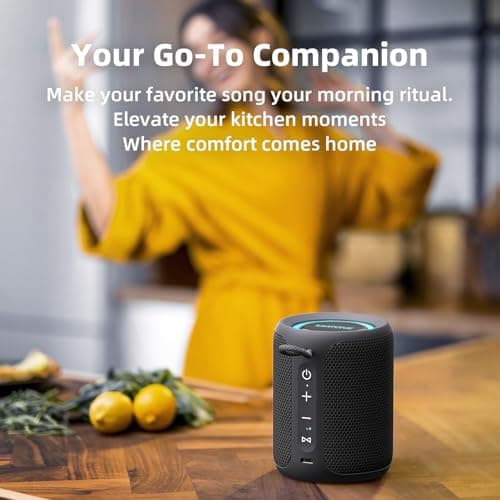 MIATONE Rush Pro Bluetooth Speaker, IPX7 Waterproof, 20W Deep Bass, 360° Sound, Switchable LED Light, Bluetooth Speaker TWS Compatible, Built-in Microphone, Bluetooth 5.4, Bath, Festival gifts (Black) — view 5