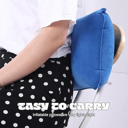2Pcs Inflatable Pillow for Travel Blow Up Pillows for Sun Lounger Inflatable Cushion Inflatable Small Cushion Beach Pillow Neck Support for Travel Hiking Beach Fishing Camping Outdoors(Gray+Blue) — view 5