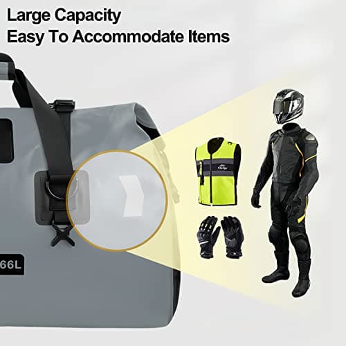 LIONCIANO Motorcycle Saddlebag, Multifunctional Motor Pannier Bag, Waterproof Rear Rack Trunk Motorcycle Seat Bag, Motorcycle Dry Duffle Tail Bag(Yellow, 66L) — view 6
