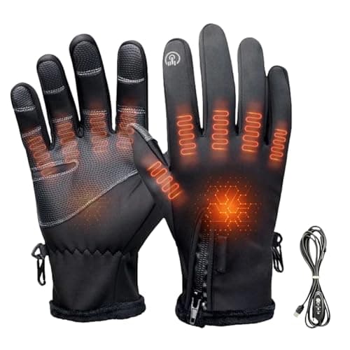 Heated Work Gloves,Touchscreen Cold Weather Hand Warmer - 3-Level Temperature Control Heated Ski Gloves - USB Plug-In for Outdoor Activities Hunting Commuting Camping Hiking Skiing Cycling