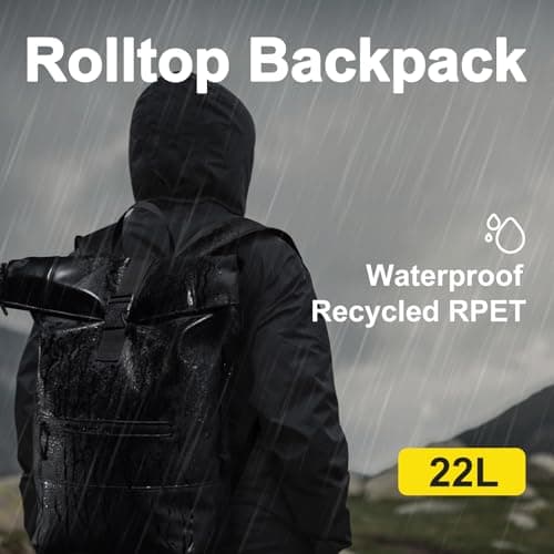Reiseresa Laptop Backpack Waterproof Roll Top Backpack for Men and Women, 17 Inch Laptop Bagpack for School, Travel, Work and Business (XL, Black) — view 4