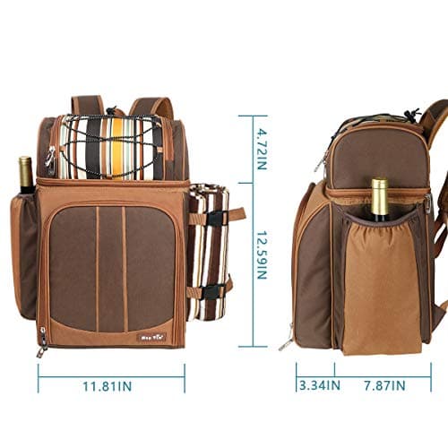 Hap Tim Picnic Basket Backpack for 4 Person with Insulated Leakproof Cooler Bag, Wine Holder, Fleece Blanket, Cutlery Set,Perfect for Beach, Hiking, Camping, BBQs, Family and Lovers Gifts(36079) — view 6