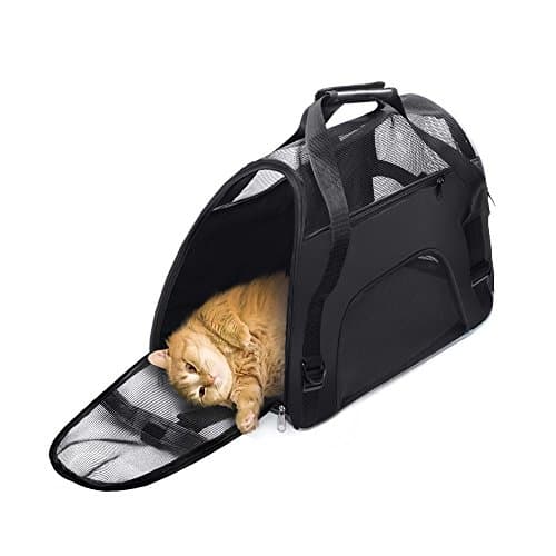 DONYER POWER Soft Sided Pet Carrier for Cats Comfort Airline Approved Under Seat Travel Tote Bag, Travel Bag for Small Animals with Mesh Top and Sides,BLACK — view 2