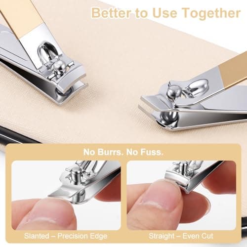 ALIIP Professional Manicure Set,10-Piece Stainless Steel Nail Clipper Kit with Leather Case, Portable Travel Nail Care Set for Women & Men, Press-Lock Design for Home & Gifting,Rose Gold — view 3