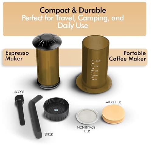 UR CHOICE French Press Coffee Maker & Insulated Tumbler Combo Set, Portable Coffee Press with 40 oz Travel Mug for Hot & Cold Drinks | Gift Set for Coffee Lovers, Home, Office & Travel (BLACK CUP) — view 2