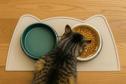 OHMO Silicone Cat Food Mat for Food&Water Bowls, 46x25cm, Beige — view 4