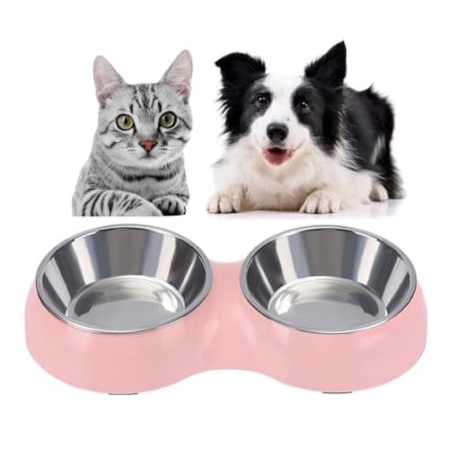 Camiter 2 in1 Dog Bowl,Stainless Puppy Food and Water Feeder for Dog Cats,Multifunctional Pet Food Bowl, Dog Bowls And Water Bowls (pink)