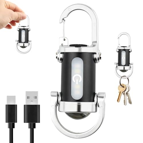 1200LM Super Bright Mini Keychain Flashlight Waterproof Rechargeable LED Lumilink Torch High Lumens EDC Pocket Flashlights for Emergency Power Flashlight Outdoor Hiking Camping [Energy Class A+++]