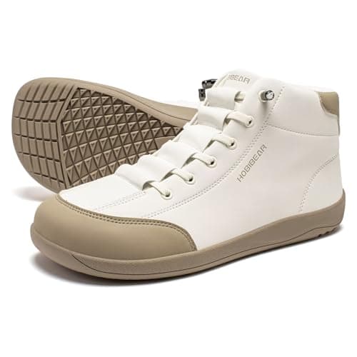 HOBIBEAR Barefoot Minimalist Shoes Womens Mens Zero Drop Wide Toe Box Waterproof Outdoor Hiking Walking Comfortable Trail Running Sneaker Beige Brown