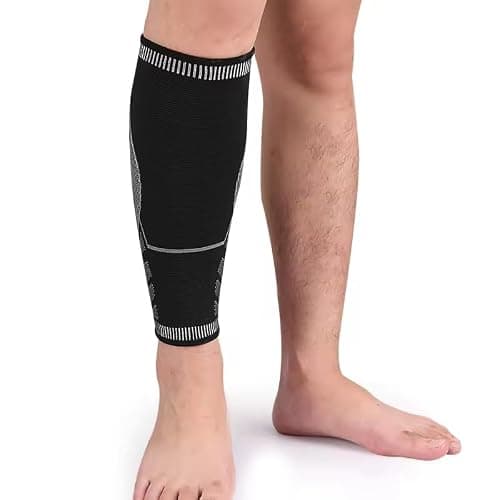 Atan Elastic Calf Compression Sleeve for Men & Women | Footless Medical Compression Socks | Ventilation Calf Brace for Pain Relief, Sports Recovery, Cycling, Travelling, Gym Calf Guards (S) — view 2